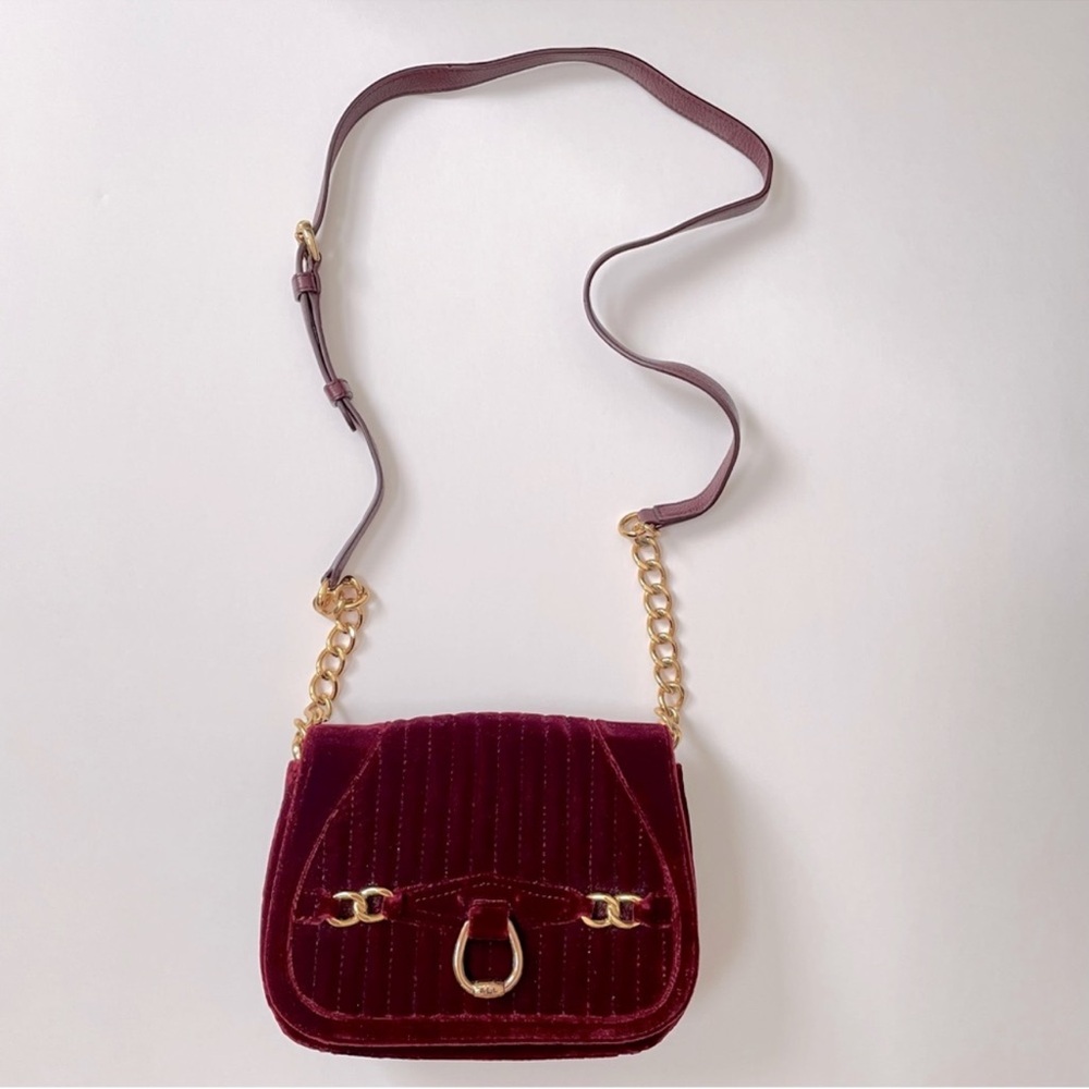 Lauren Ralph Lauren | Stonegate Velvet Crossbody Bag in Merlot